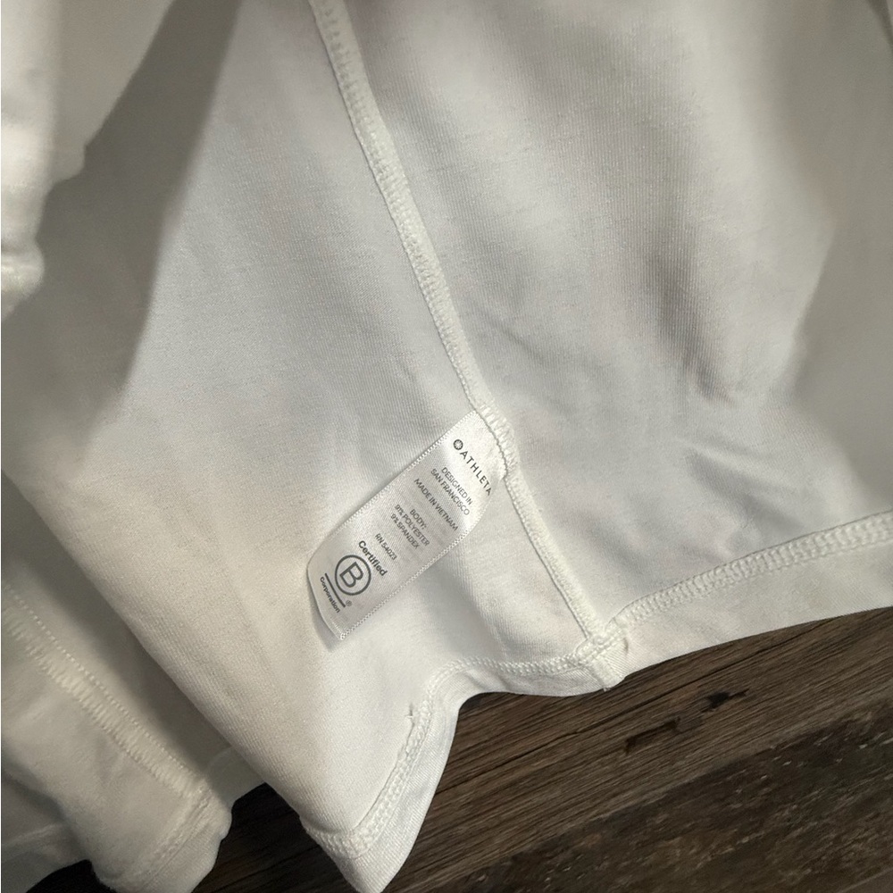 Athleta White Fitted Half Zip Long Sleeve Tee - Picture 3 of 5